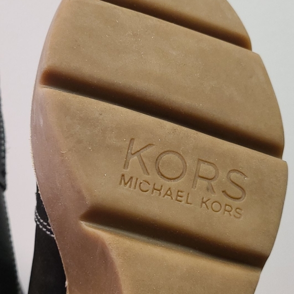 KORS Michael Kors Black Leather Wedge Boots 10 - Picture 4 of 14